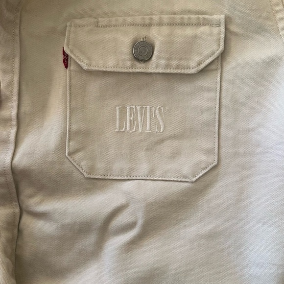 Levi’s Hooded Jackson Overshirt Heavyweight Jean Jacket, Beige Sand, Size L, NWT - Picture 13 of 16